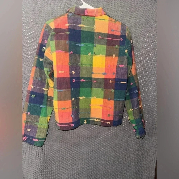 Lifestyle Bright Vintage Plaid Multicolored Jacket Tassels 80s True Vintage M - Picture 6 of 7
